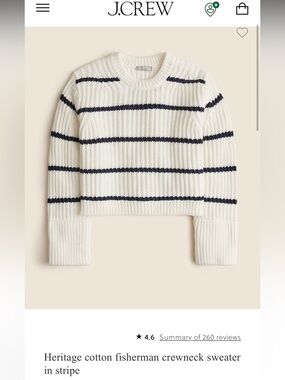 J. Crew Heritage cotton Navy Striped Fisherman Crewneck Sweater- size XL